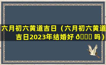 六月初六黄道吉日（六月初六黄道吉日2023年结婚好 🐎 吗）